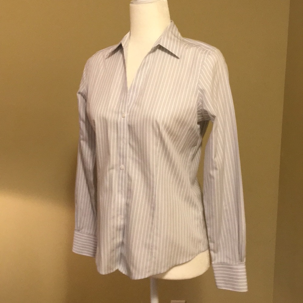 Brooks Brothers Petite Fitted Non Iron Blue Blouse